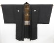 Photo6: 4623T07z680 Vintage Japanese Kimono Silk Men's HAORI Ise Jingu Black (6)