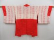 Photo6: 4623T08z570 Vintage Japanese Kimono Silk HAORI Flower Orange-Red (6)