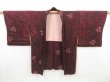 Photo5: 4623T10z590 Vintage Japanese Kimono Silk HAORI Flower Dark grape (5)