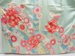 Photo5: 4623T11z810 Vintage Japanese Kimono Silk FURISODE Flowers Light blue (5)