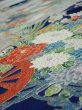 Photo4: 4D02z60  Japanese Kimono Silk  FABRIC Flowers Navy 42.9x14.8 (4)