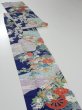 Photo3: 4D09z60  Japanese Kimono Silk  FABRIC Flowers Navy 85.8x7.3 (3)