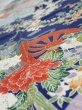 Photo4: 4D10z30  Japanese Kimono Silk  FABRIC Flowers Navy 35.4x7.3 (4)