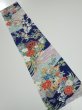 Photo5: 4D10z30  Japanese Kimono Silk  FABRIC Flowers Navy 35.4x7.3 (5)