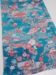 Photo2: 4D01z60  Japanese Kimono Crepe Silk  FABRIC Temple Cyan blue 40.9x14.8 (2)