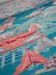 Photo5: 4D01z60  Japanese Kimono Crepe Silk  FABRIC Temple Cyan blue 40.9x14.8 (5)