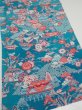 Photo2: 4D02z60  Japanese Kimono Crepe Silk  FABRIC Temple Cyan blue 41.3x14.8 (2)