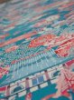 Photo4: 4D06z100  Japanese Kimono Crepe Silk  FABRIC Temple Cyan blue 66.9x14.8 (4)