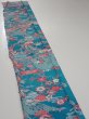 Photo3: 4D07z50  Japanese Kimono Crepe Silk  FABRIC Temple Cyan blue 60.2x7.3 (3)