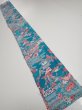 Photo7: 4D07z50  Japanese Kimono Crepe Silk  FABRIC Temple Cyan blue 60.2x7.3 (7)