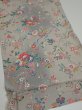 Photo2: 4D01z60  Japanese Kimono Silk  FABRIC Flowers Light gray 43.7x14.4 (2)