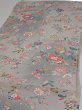 Photo3: 4D01z60  Japanese Kimono Silk  FABRIC Flowers Light gray 43.7x14.4 (3)