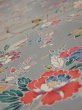 Photo4: 4D01z60  Japanese Kimono Silk  FABRIC Flowers Light gray 43.7x14.4 (4)