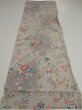 Photo5: 4D01z60  Japanese Kimono Silk  FABRIC Flowers Light gray 43.7x14.4 (5)