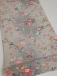 Photo2: 4D02z60  Japanese Kimono Silk  FABRIC Flowers Light gray 44.1x14.4 (2)