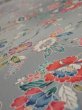 Photo4: 4D02z60  Japanese Kimono Silk  FABRIC Flowers Light gray 44.1x14.4 (4)