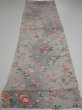 Photo5: 4D02z60  Japanese Kimono Silk  FABRIC Flowers Light gray 44.1x14.4 (5)