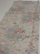 Photo3: 4D04z90  Japanese Kimono Silk  FABRIC Flowers Light gray 66.9x14.4 (3)