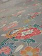 Photo4: 4D04z90  Japanese Kimono Silk  FABRIC Flowers Light gray 66.9x14.4 (4)