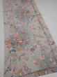 Photo2: 4D06z90  Japanese Kimono Silk  FABRIC Flowers Light gray 66.1x14.4 (2)