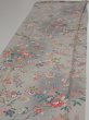 Photo3: 4D06z90  Japanese Kimono Silk  FABRIC Flowers Light gray 66.1x14.4 (3)