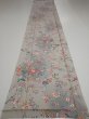 Photo5: 4D06z90  Japanese Kimono Silk  FABRIC Flowers Light gray 66.1x14.4 (5)