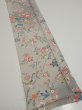 Photo2: 4D07z50  Japanese Kimono Silk  FABRIC Flowers Light gray 60.6x7.7 (2)