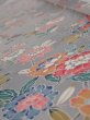 Photo4: 4D07z50  Japanese Kimono Silk  FABRIC Flowers Light gray 60.6x7.7 (4)