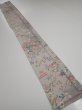 Photo6: 4D07z50  Japanese Kimono Silk  FABRIC Flowers Light gray 60.6x7.7 (6)