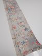 Photo2: 4D08z50  Japanese Kimono Silk  FABRIC Flowers Light gray 61.0x7.7 (2)