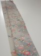 Photo3: 4D08z50  Japanese Kimono Silk  FABRIC Flowers Light gray 61.0x7.7 (3)