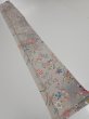 Photo6: 4D08z50  Japanese Kimono Silk  FABRIC Flowers Light gray 61.0x7.7 (6)