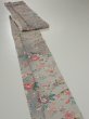 Photo3: 4D09z60  Japanese Kimono Silk  FABRIC Flowers Light gray 85.8x6.7 (3)