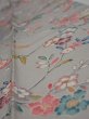 Photo4: 4D09z60  Japanese Kimono Silk  FABRIC Flowers Light gray 85.8x6.7 (4)