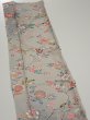 Photo3: 4D10z30  Japanese Kimono Silk  FABRIC Flowers Light gray 35.8x6.7 (3)