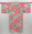 Photo1: 4622T04z340 Antique Japanese Kimono Silk JUBAN Mari Pink (1)