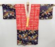 Photo5: 4622T10z390 Antique Japanese Kimono Silk JUBAN Boat Dark purple (5)