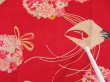 Photo5: 4622T12z460 Antique Japanese Kimono Silk JUBAN Flying crane Red (5)