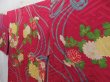 Photo2: 4629T03z590 Vintage Japanese Kimono Silk JUBAN Peony Wine red (2)