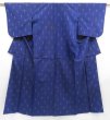 Photo1: 4629T10z300 Vintage Japanese Kimono Silk TSUMUGI  Royal blue (1)