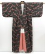 Photo8: 4629T12z610 Vintage Japanese Kimono Silk TSUMUGI  Black (8)