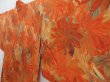 Photo1: 4701T02z590 Vintage Japanese Kimono Silk HAORI Flower Orange-Brown (1)