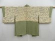 Photo6: 4701T08z540 Vintage Japanese Kimono Silk HAORI Leaf Pistachio green (6)