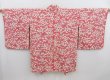 Photo1: 4701T12z640 Vintage Japanese Kimono Silk SHIBORI HAORI Plum blossom Red-Pink (1)