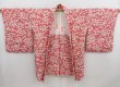 Photo5: 4701T12z640 Vintage Japanese Kimono Silk SHIBORI HAORI Plum blossom Red-Pink (5)