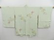 Photo1: 4702T07z610 Vintage Japanese Kimono Silk HAORI Rose Soft green (1)