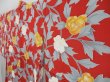 Photo2: 4702T09z630 Vintage Japanese Kimono Silk HAORI Flower Dark red (2)