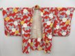 Photo6: 4702T09z630 Vintage Japanese Kimono Silk HAORI Flower Dark red (6)