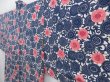 Photo2: 4702T10z650 Vintage Japanese Kimono Silk HAORI Flower Navy (2)