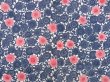 Photo3: 4702T10z650 Vintage Japanese Kimono Silk HAORI Flower Navy (3)